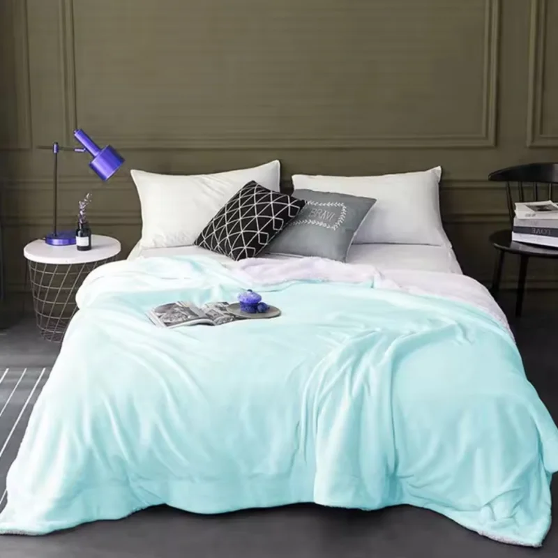 Homes Premium Double Layer Fleece Bed Throw Blanket Cozy Thick Polar Warm Sherpa Blanket For Winter