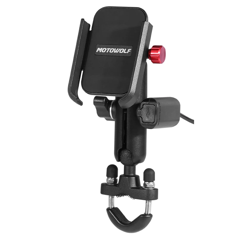 Adjustable Aluminum Mount Support Bicycle Mobile Bracket Mirror Motowolf Motorcycle Phone Holder Charger For Motorcycle