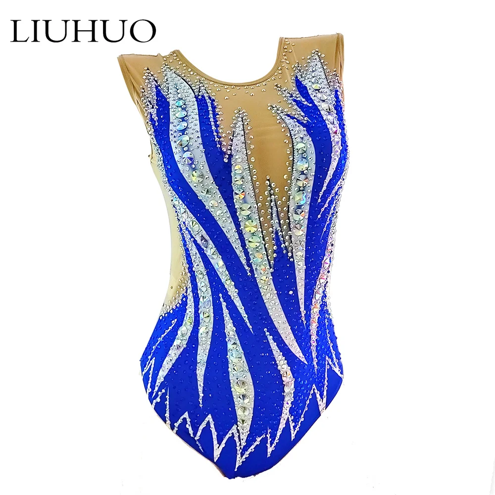 LIUHUO Custom Rhythmic Gymnastics Leotards Manufacturers Direct Sales Artistic Gymnastics Wear Competition Clothes Blue