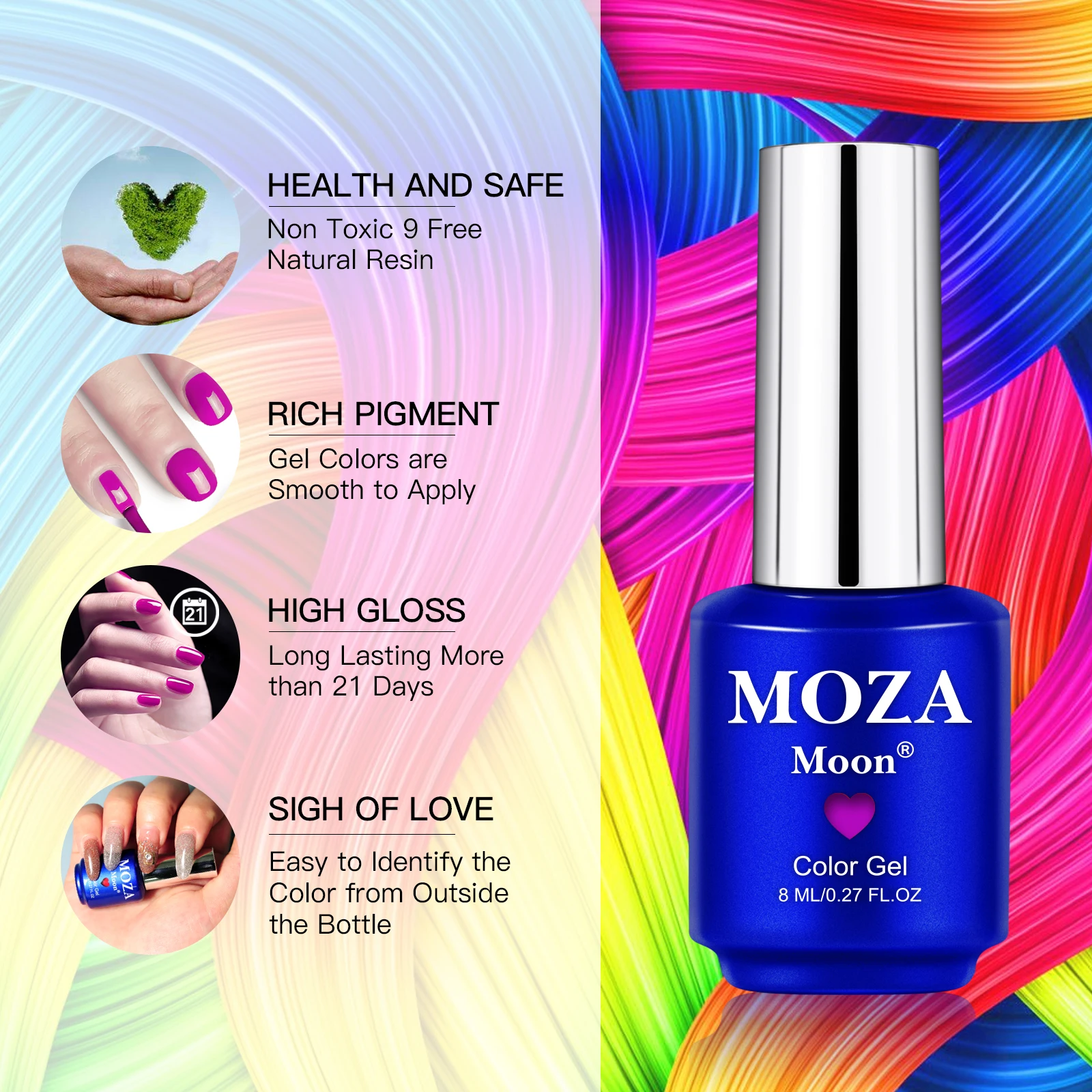 2023 new arrival 6pcs moza moon gel polish set uv led soak off nail kit professional gel nail polish starter kit