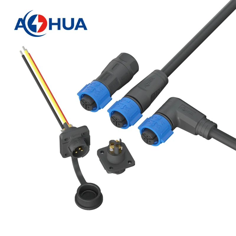 AOHUA Livestock Breeding Lighting Waterproof Connector K15 3pin Assembly Male Female panel Mount Push Lock Fast Connector