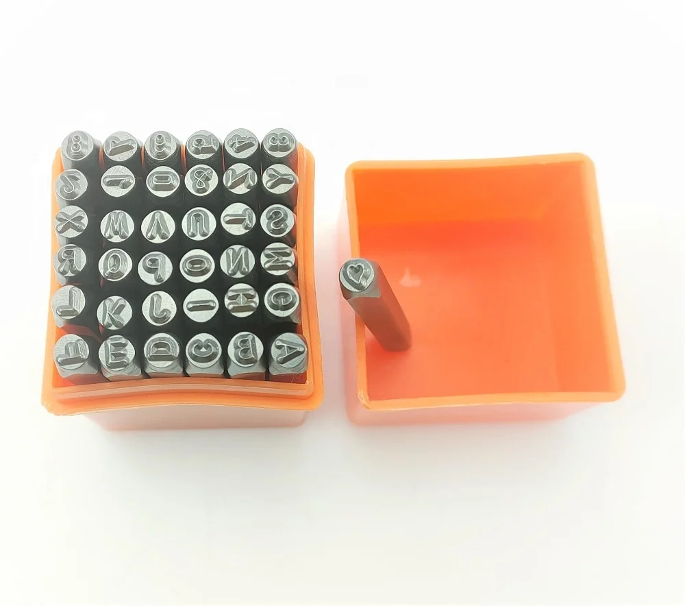  37-Piece Number & Capital Letter Stamp Set 3mm Metal alphabet punches hand