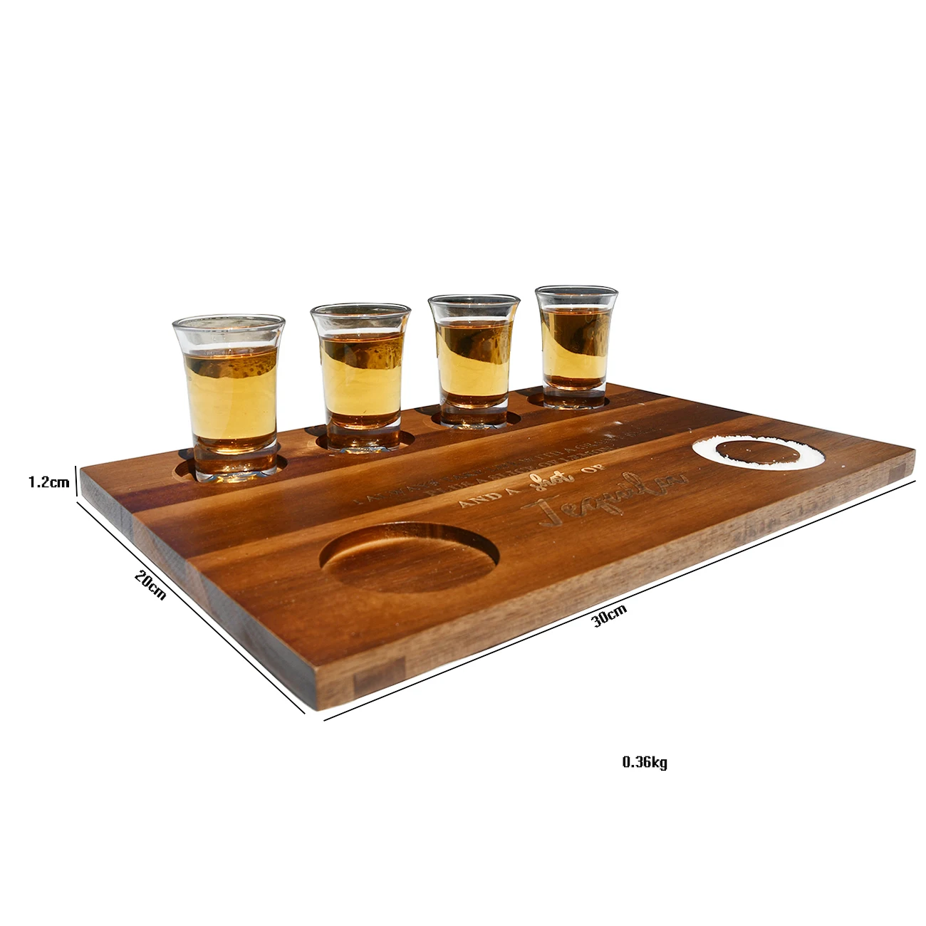 Liquor Parties Weddings Housewarmings Large Shot Glasses Serving Tray Holder Wooden Bar Display Case Storage with Salt Rim