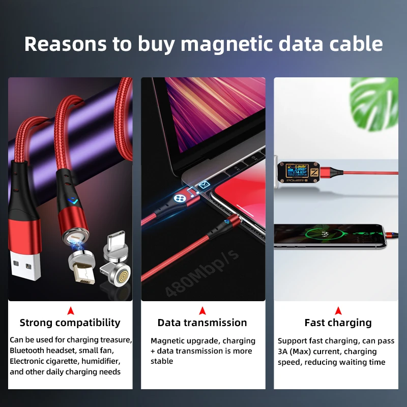 
2020 Private Model USB Data Cable 3A Strong Magnetic Fast Charging Data Type Cable For Phone Accessories 