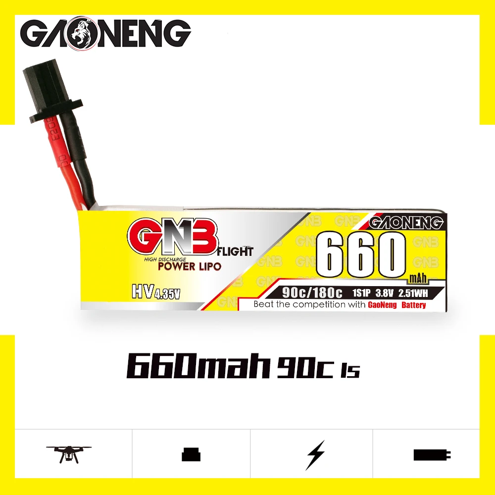 GAONENG GNB 660mah HV 1S 90C 180C 3 8 V Cabled FPV LiPo батарея GNB27 для Emax Tinyhawk Kingkong гоночного дрона