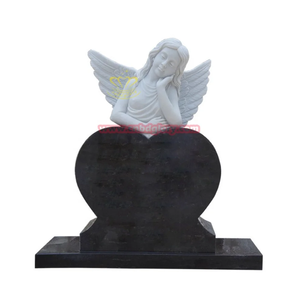 Natural Stone Hot Sales Cheap Upright Angel With Tombstone Special Design For Garden Cemetery Gravestone
