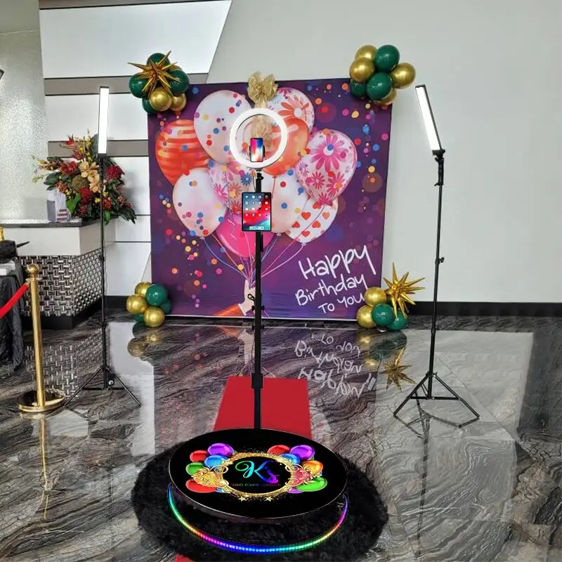 HOT Live Streaming Free Custom LOGO Portable 360 Degree Photo Booth Automatic Rotating Photo Booth 360 Photo Booth