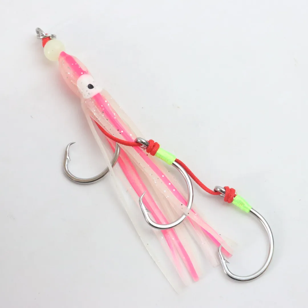In stock Stainless steel fishhook Jigging Octo Hooks  Assist Hooks Fishing Slow Lure Jig Glow Squid Assist Hook Making
