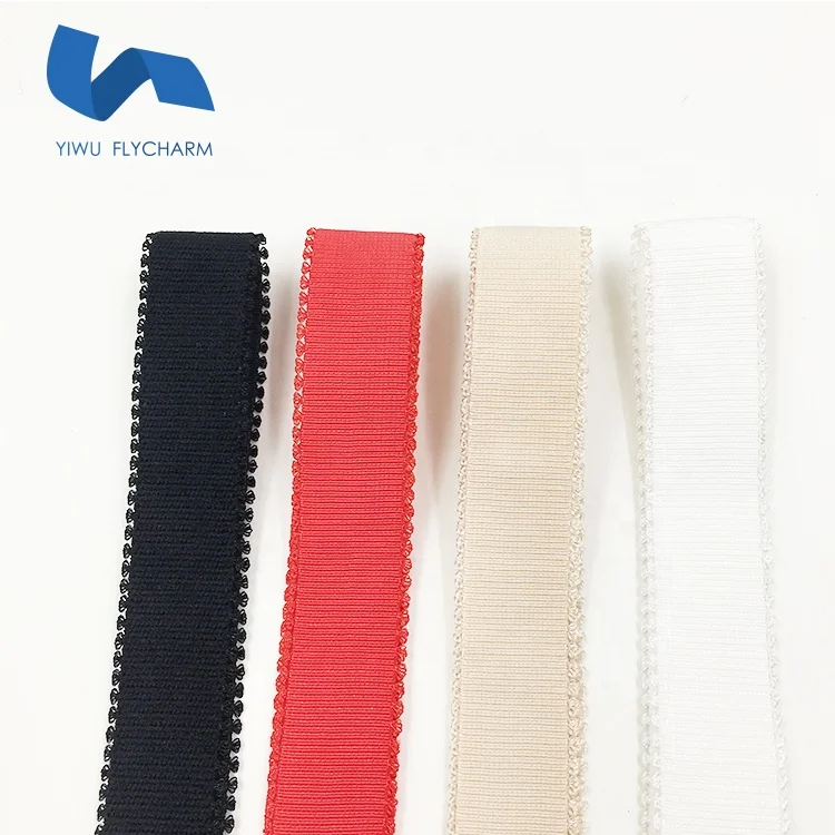 High quality  3/4 inch nylon spandex plush back crown picot strap elastic