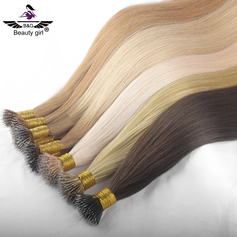 Factory Price Cuticle Aligned Raw Human Hair 30 Inches Double Drawn 12A High Quality Natural Nano Ring Hair Extention