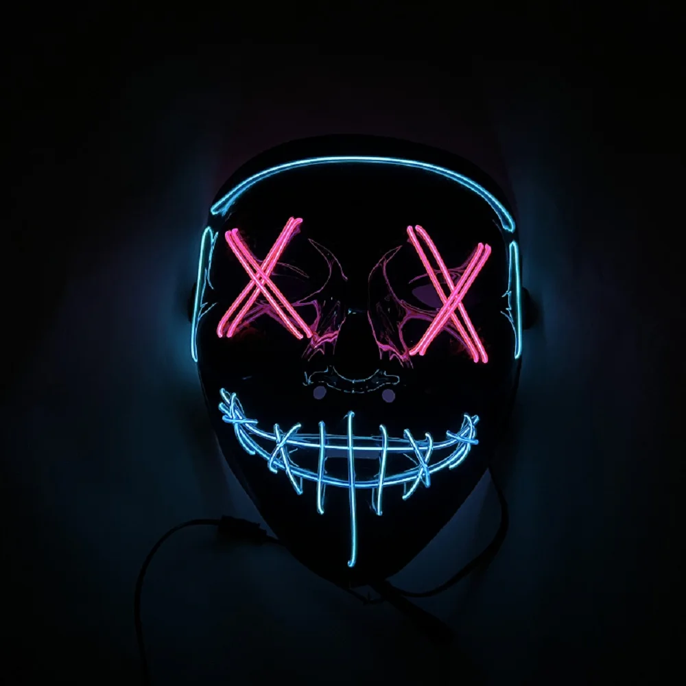 Custom Halloween DIY Glowing Wire Face Mask Luminous PVC PET Silk for Party Rave Weddings and Christmas
