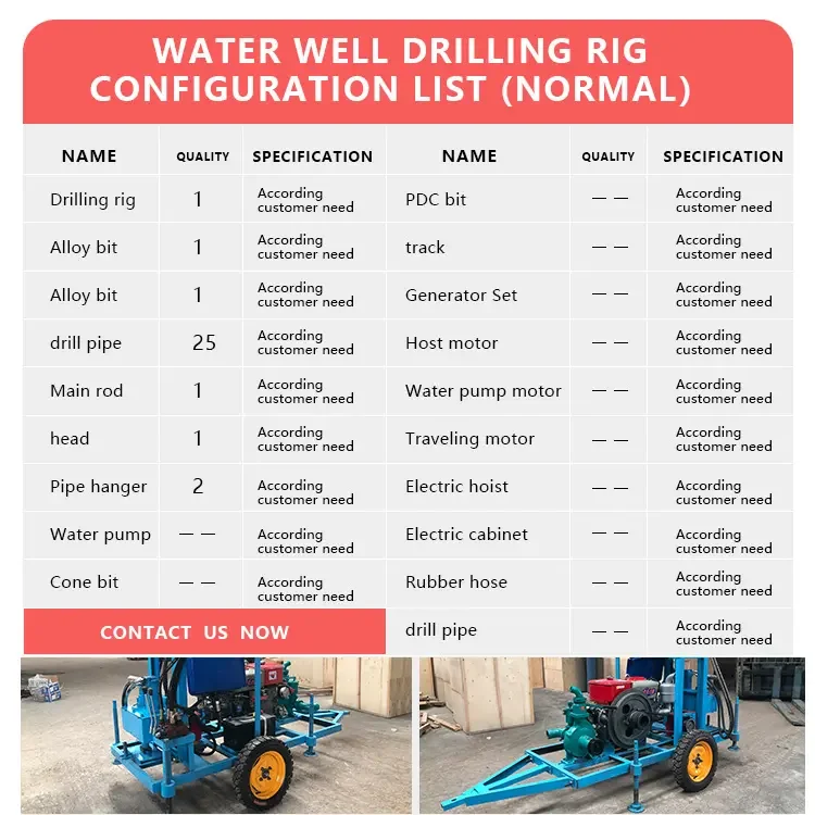 Portable water well drilling rig hydraulic dth borehole drilling machine price