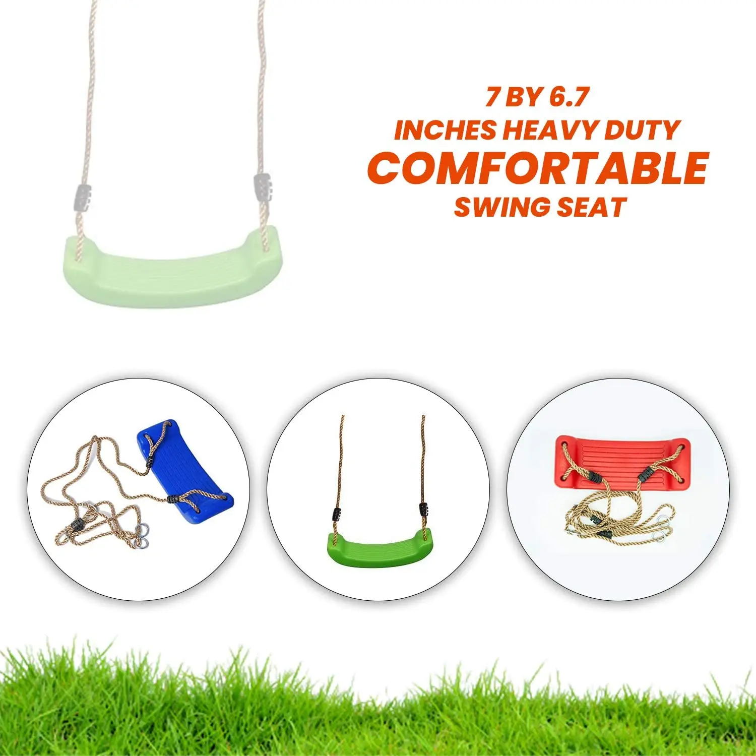 Durable lightweight plastic swing set - non-slip tree swing seat for children and adults swing set