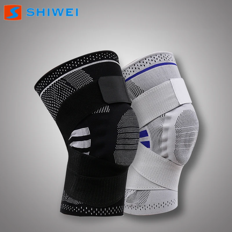 2116#Strap Knee sleeve with metal support bar and gel pad knee brace