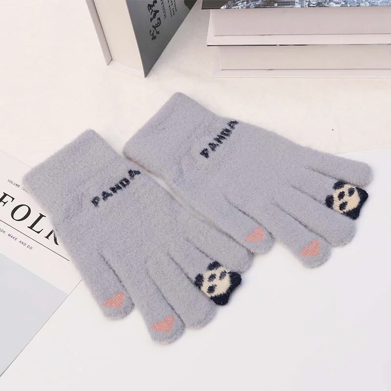 New Winter Knitted Gloves Plus Velvet Thickened Touch Screen Warm Cotton Gloves & Mittens Wholesale Knitted Touchscreen Gloves