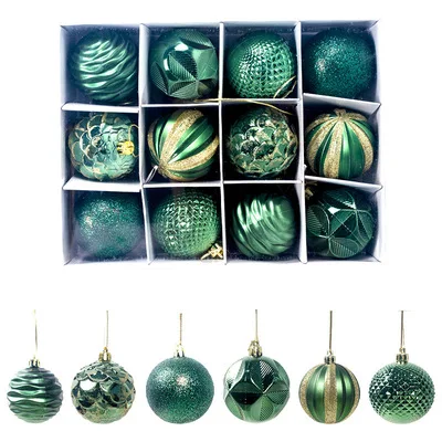 Popular Christmas Tree Explosive Supplies Gift Decoration Balls 6cm 12pcs Boxed PVC Plastic Christmas Display Balls