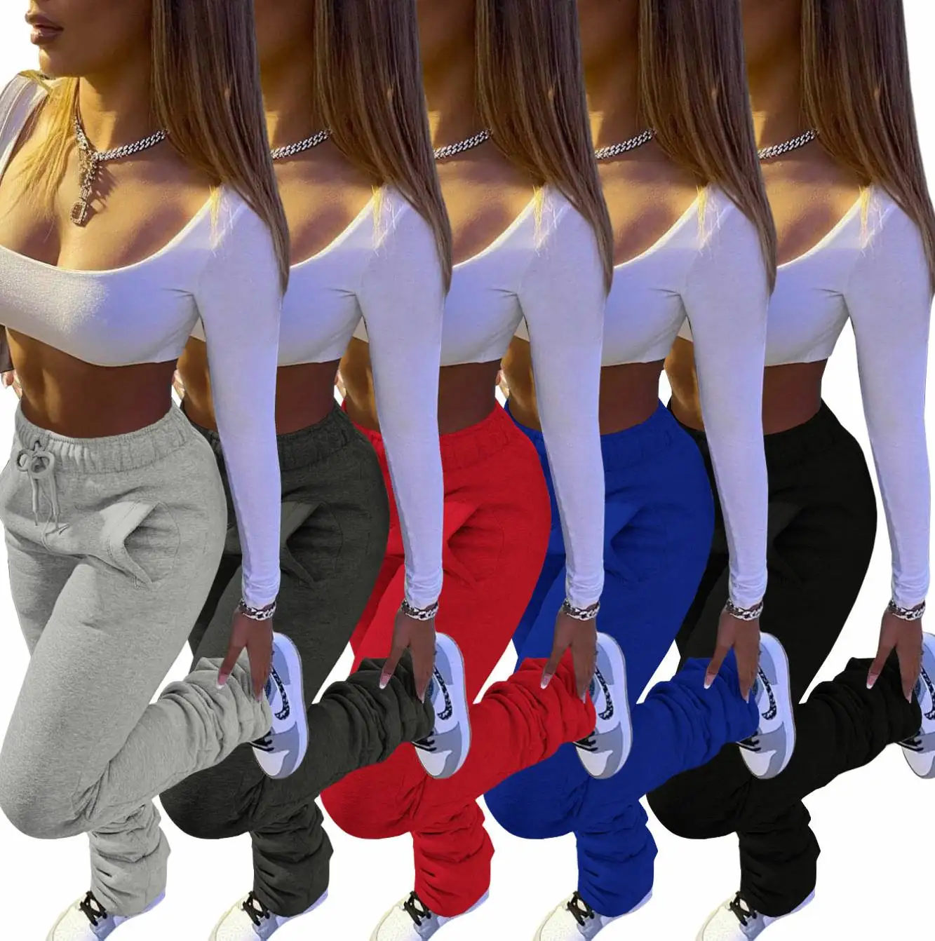 
Thick Stacked Joggers Fall Winter Clothing Solid Thick Pants Stacked Sweat pants Thicker Warm Leggings Sweatpants for Women 