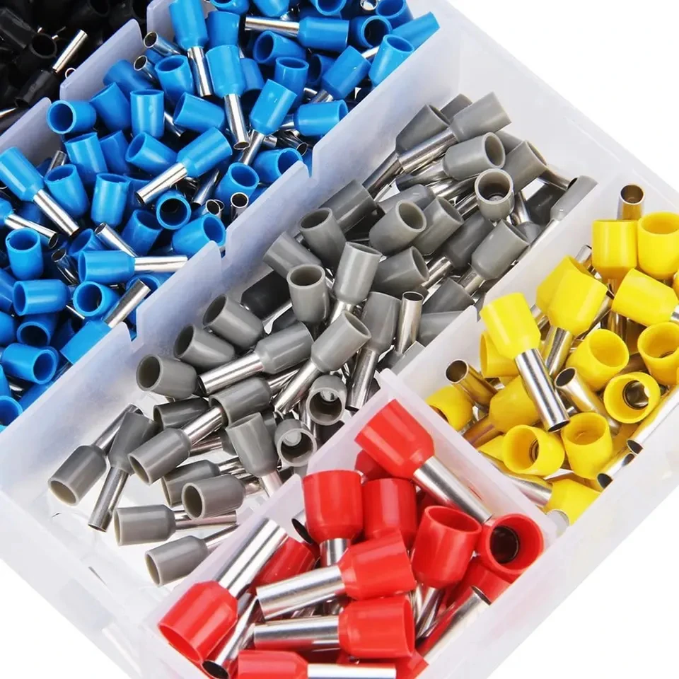 1200PCS 22-8AWG HSC8 6-4 Insulated End Connector Crimper Plier Set Cord End Bootlace Ferrule Terminals Wire Crimping Tool Kit