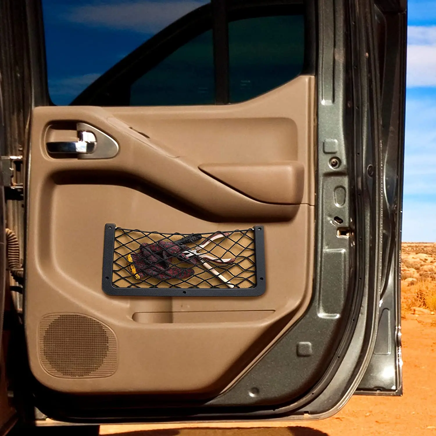 Универсальный держатель для автофургона, эластичный автомобильный органайзер, Сетчатая Сумка на заднее сиденье, карманная Сетчатая Сумка для хранения в автомобиле с винтом