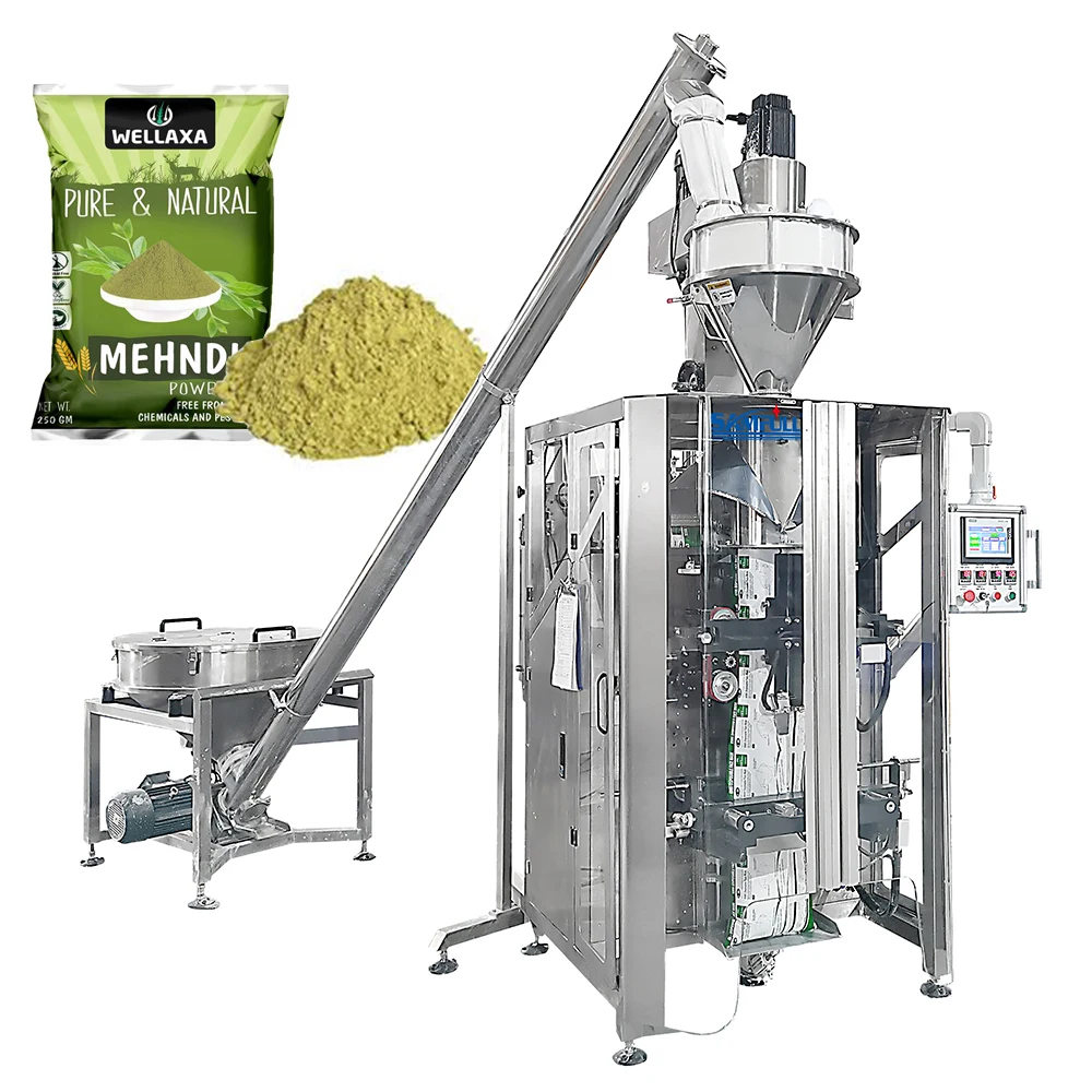 Automatic vffs pouch powder filling bagging 500g 1kg henna mehndi powder packing machine