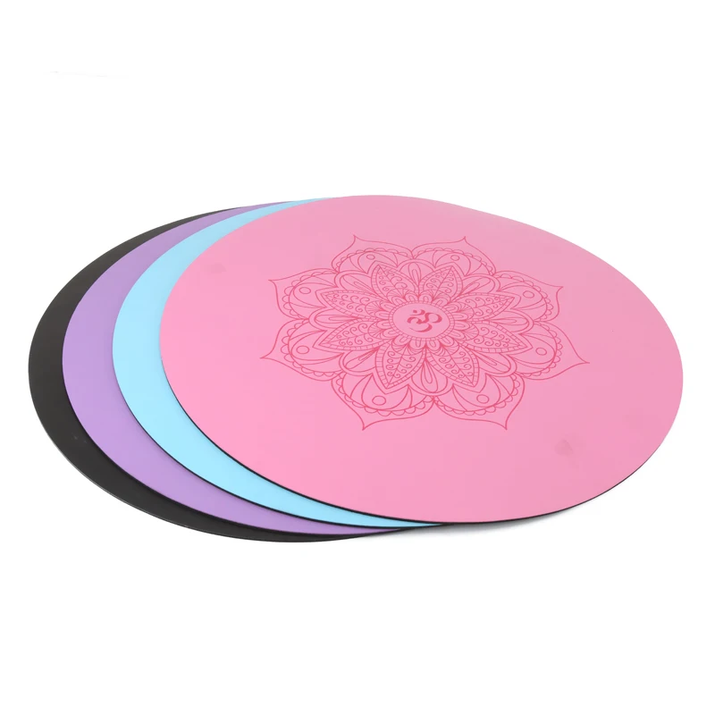 Dropshipping Custom Embossed Logo Round Meditation PU Polyurethane Yoga Mats Rubber Manufacturer Leather