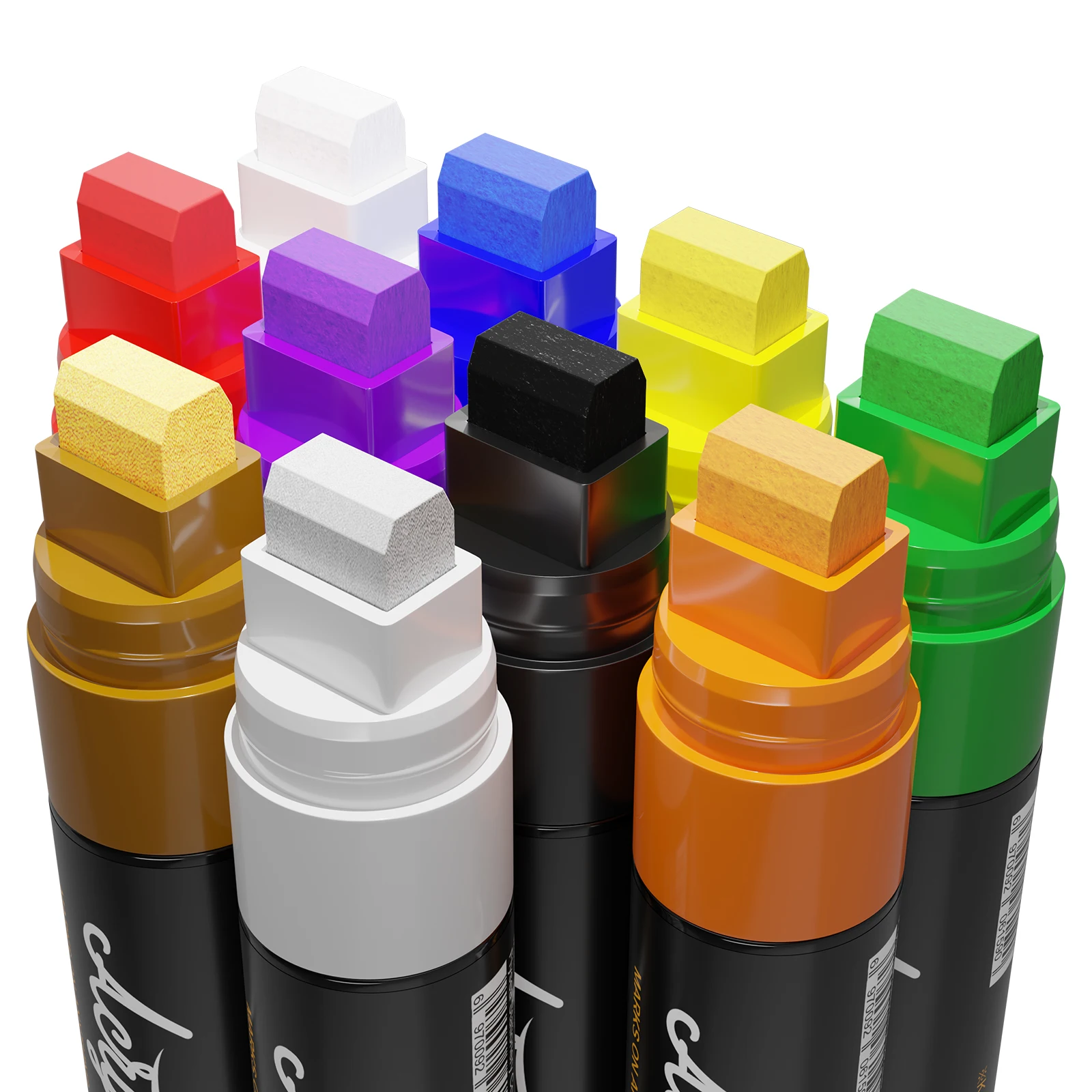 The New Listing 15mm Flat Felt Tip Acrylic Paint Marker Pens for DIY Crafts Making Art Supplies