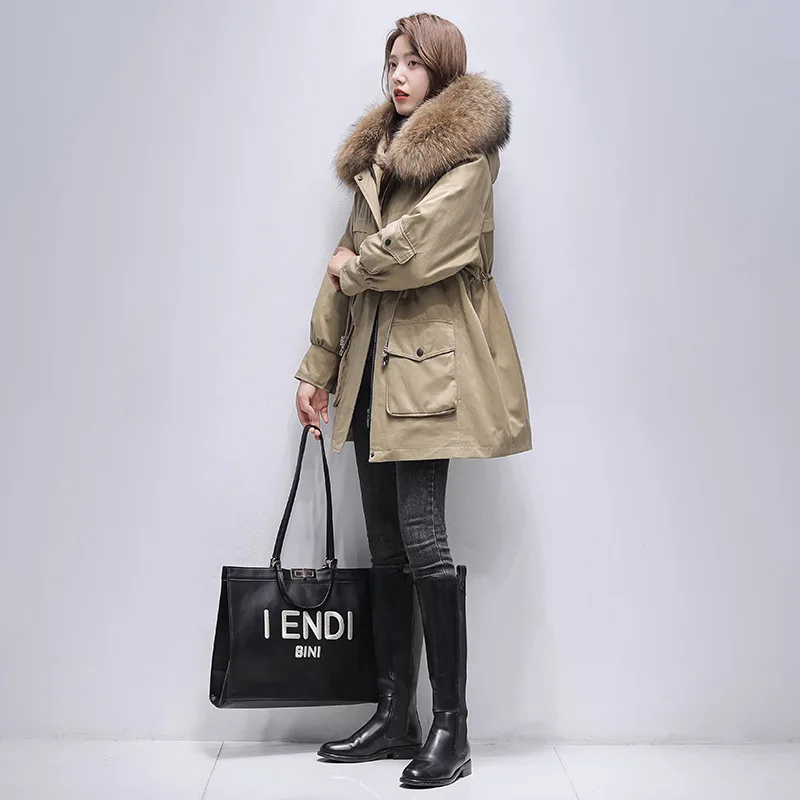 Overcomes female Rex rabbit hair lining winter new fur coat female removable