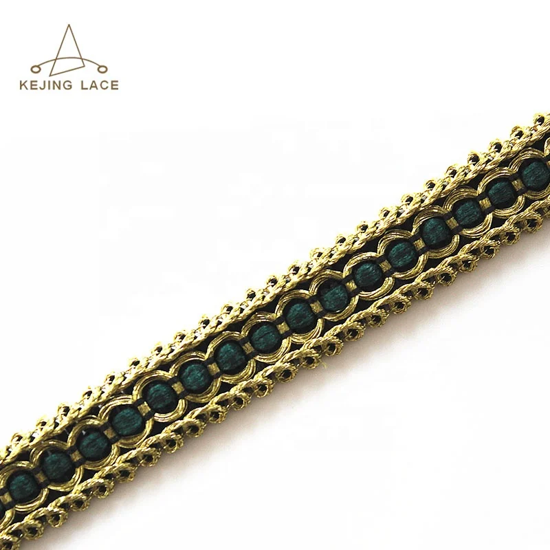 Wholesale Custom Gold Metallic Gimp Braid Trims Crocheted Lace Decorations for Garments 1000 Yards MOQ