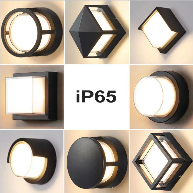 Nordic Design Black White Round Wall Lamp Aluminum Hotel Waterproof Outdoor Lights for House Porch Garage Front Door