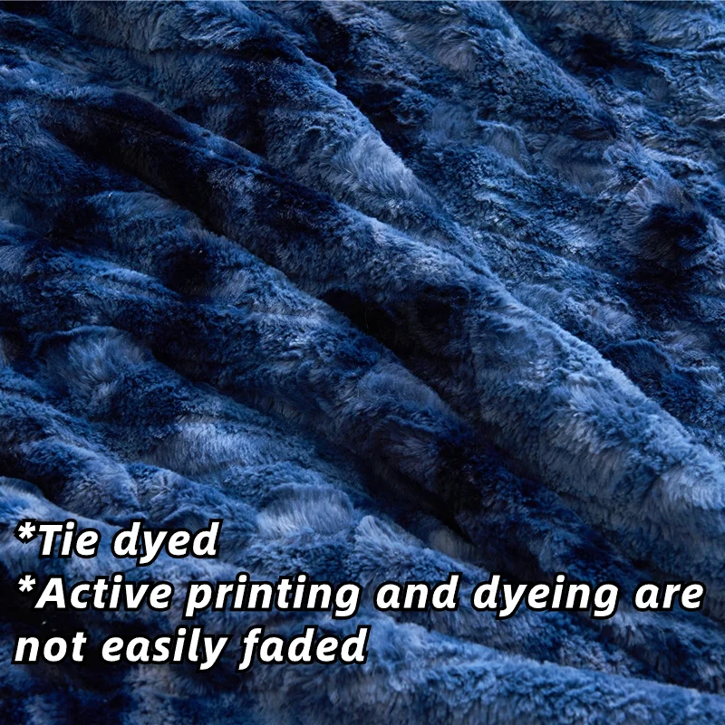 2024 chunky heavy tie dye rabbit hair mink fleece warm bed Washable Electric over under Throw Heating Heated Blanket for winter