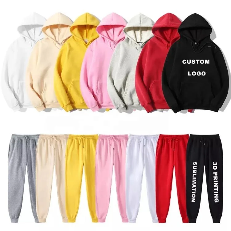 Men Polyester Tracksuit Custom Sweatsuit Jogger Set Private Label Blank Track Jogging Sweat Suit Men Sweatpants And Hoodie Set
