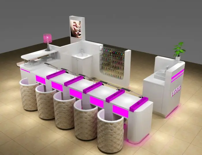 Shopping Mall Fashion Retail Shop Nail Bar Counter Manicure Table Nail Kiosk