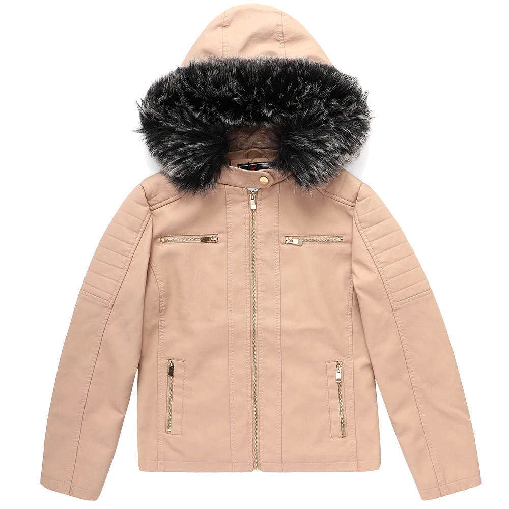 Модная теплая куртка из искусственной кожи с вышивкой под заказ для мужчин и женщин Водонепроницаемая ветровка OEM принты с меховым капюшоном