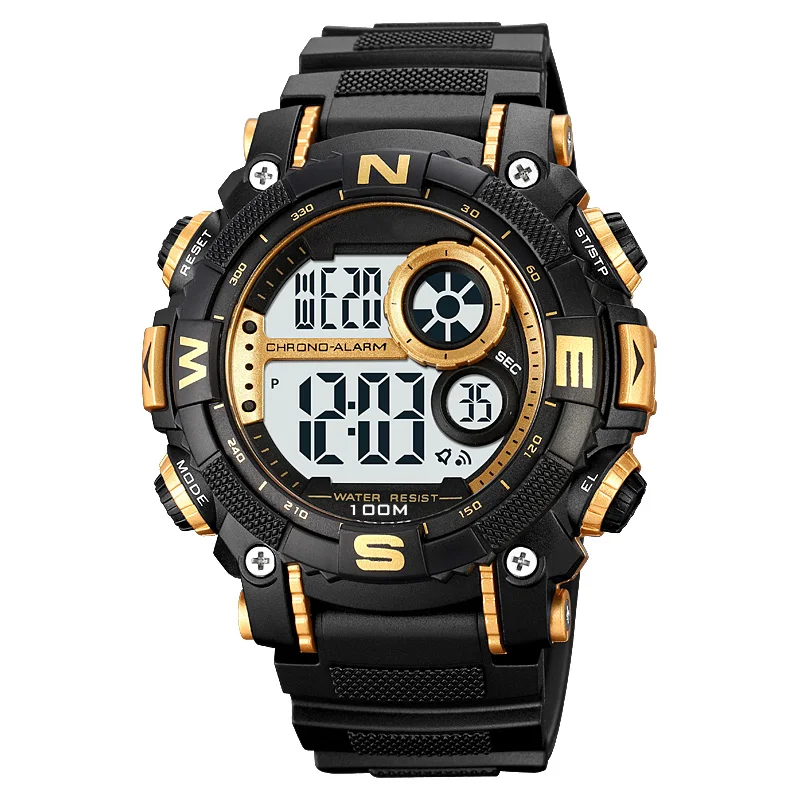 Multi functional Fashion Sports 5 BAR Luxury Chronograph Waterproof LED Light Night Shockproof digital watches