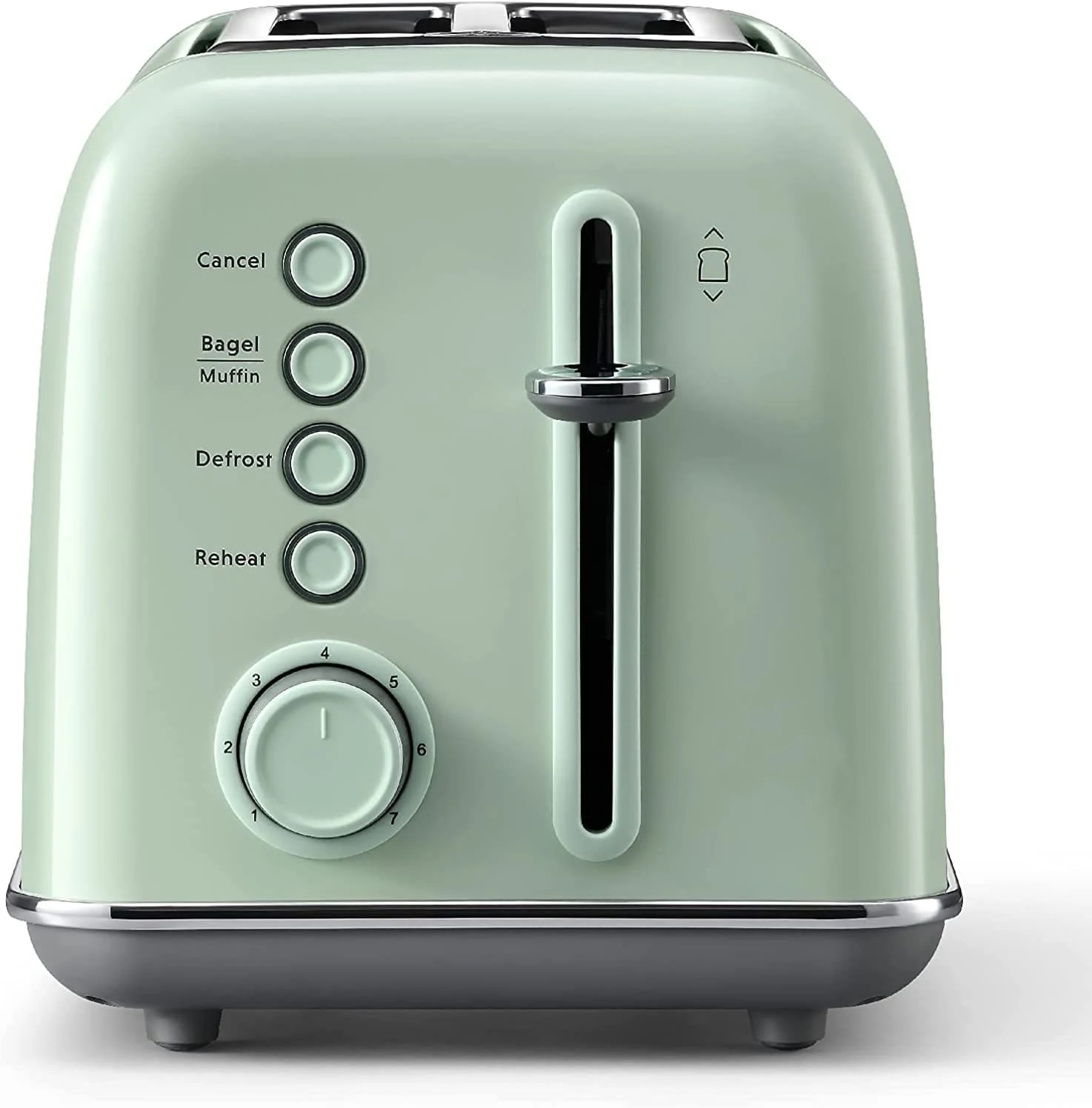 Toaster 2 Slices Stainless Steel Vintage with 7 Browning Levels/ Warming and Defrosting Function/Removable Crumb Drawer