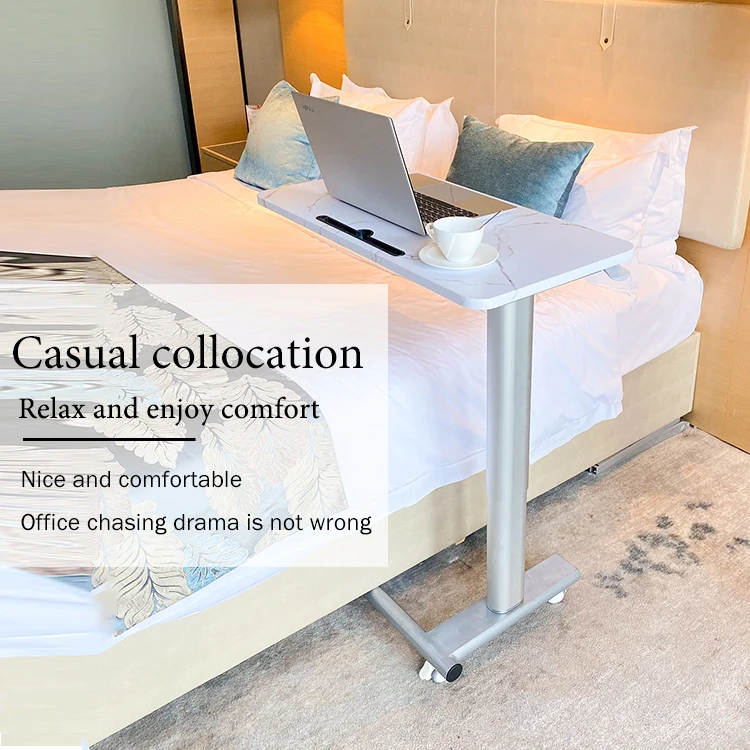 Home Office Work Alu Single Column Pneumatic Height Adjustable Sit Stand Mobile Laptop Computer Desk