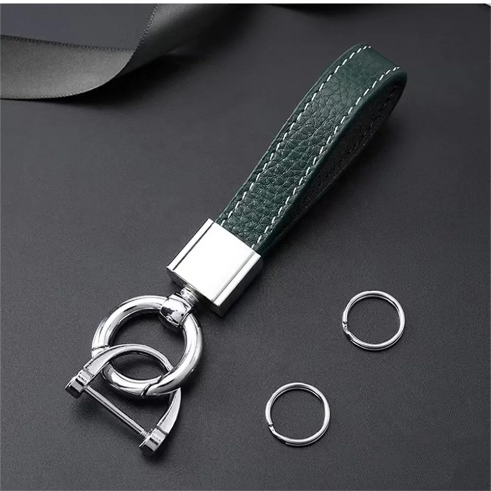 Red Braided Premium Leather Key Fob for Car Keys 360 Degree Rotating Holder Custom Logo Engraved Micro Leather Keychains