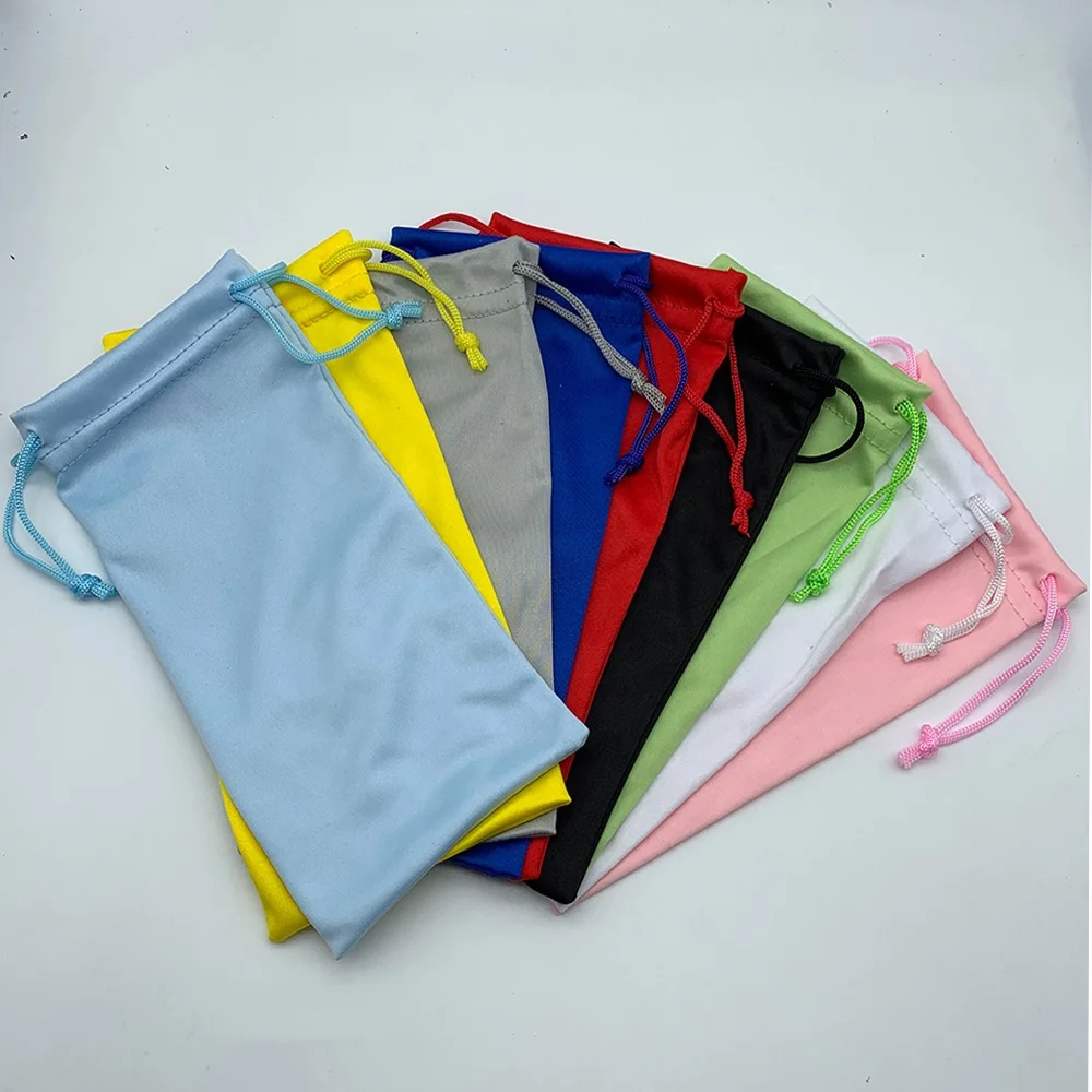 Ready Goods wholesale Cheaper soft drawstring custom microfiber eye glasses sunglasses bag pouch