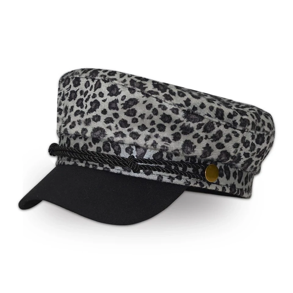  Модная свободная восьмиугольная кепка Gorra с леопардовым принтом и изогнутыми полями темно-синяя береты шляпа