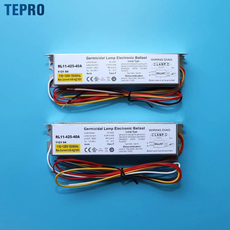 RL11-425-40A Preheat start 10w-40w uvc tube t5 t8 digital ballast dc 110v electronic ballast 20w for uv germicidal lamps