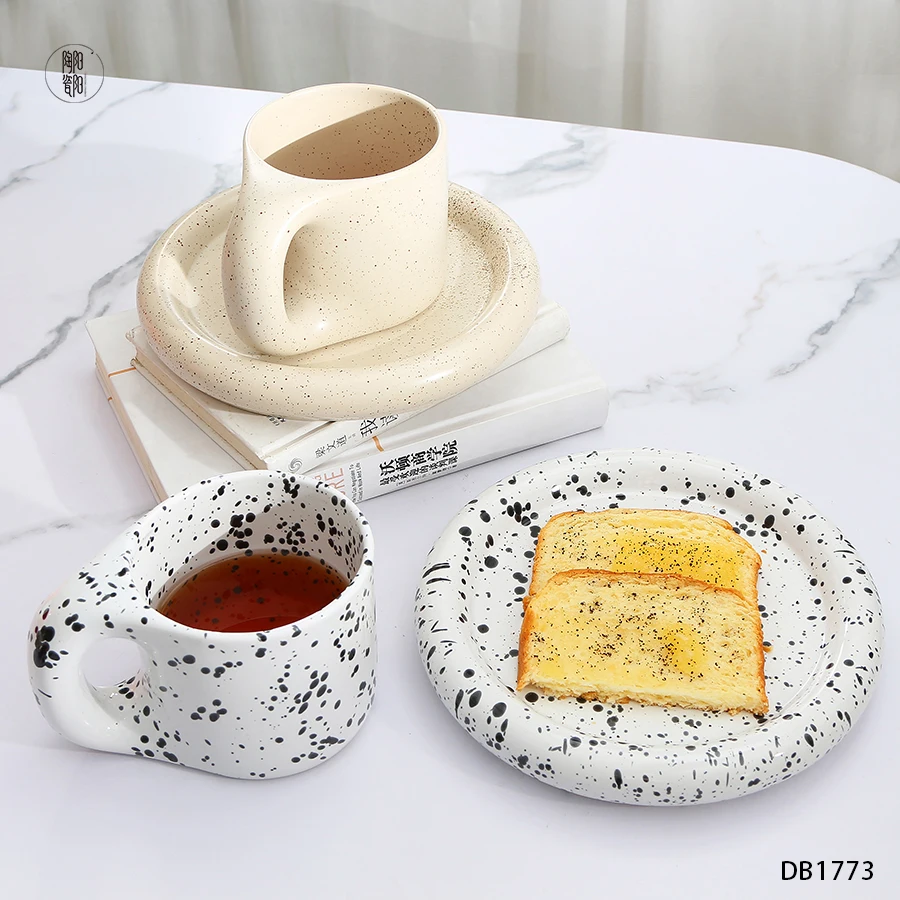 Крупная керамическая кофейная кружка на заказ с краской-брызгами уникальные фарфоровые кофейные чашки брызгами и блюдца для послеобеденного