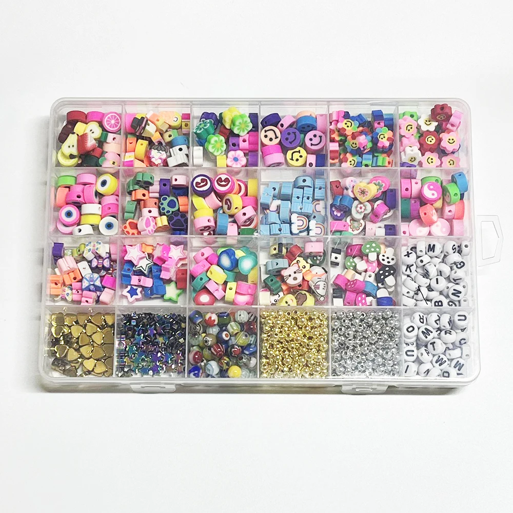 Kawaii Flower Polymer Clay Beads Bracelet Making Kit All 24 Colors Bulk