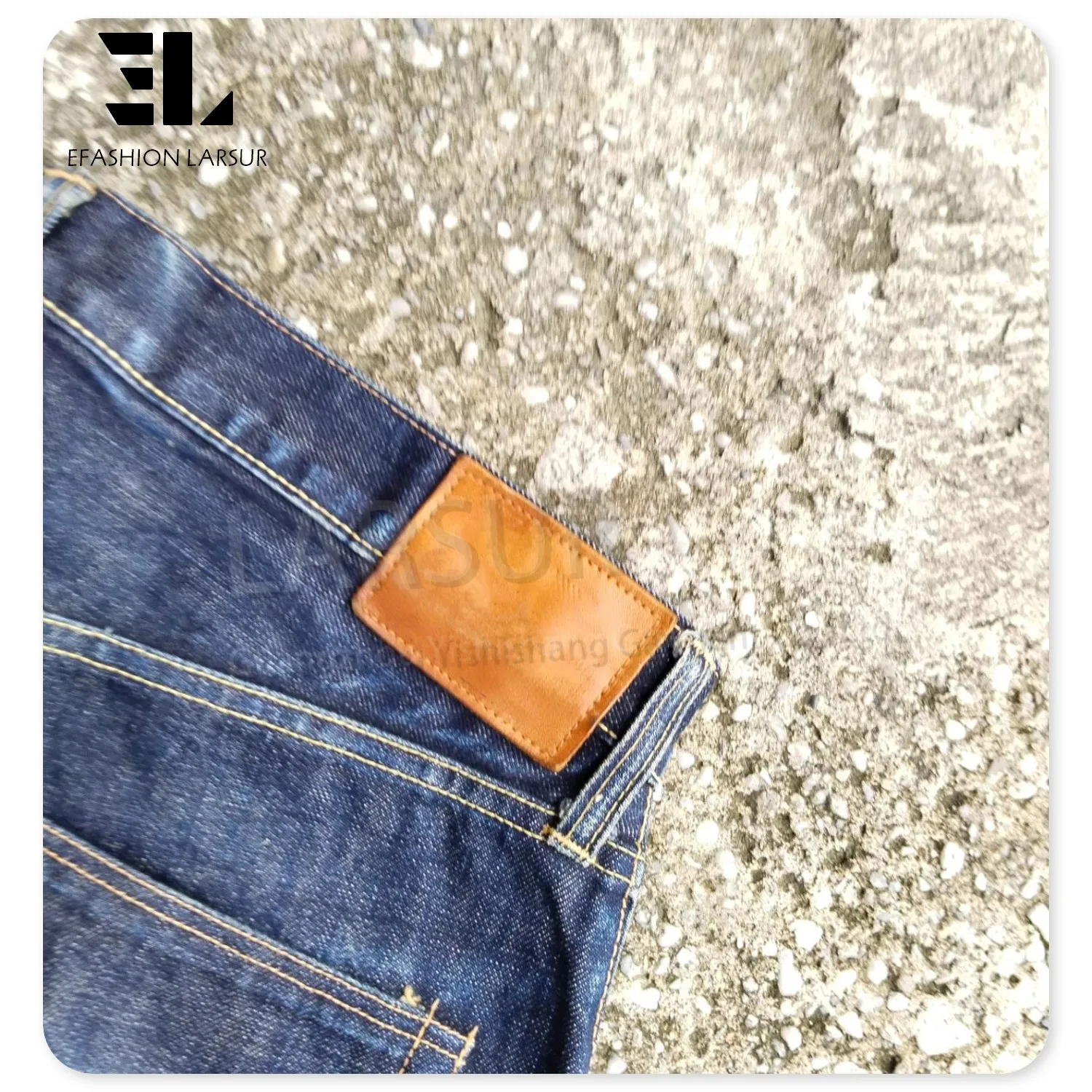LARSUR Custom denim manufacturer button fly selvedge denim pants men slim fit straight selvedge jeans men Japanese style