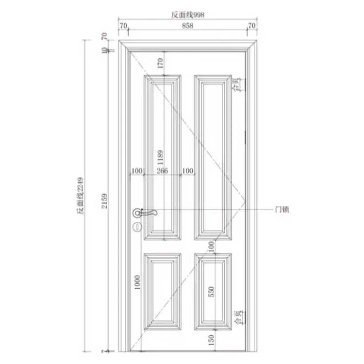 Interior black solid wood door wood molding factory price simple design for office interior