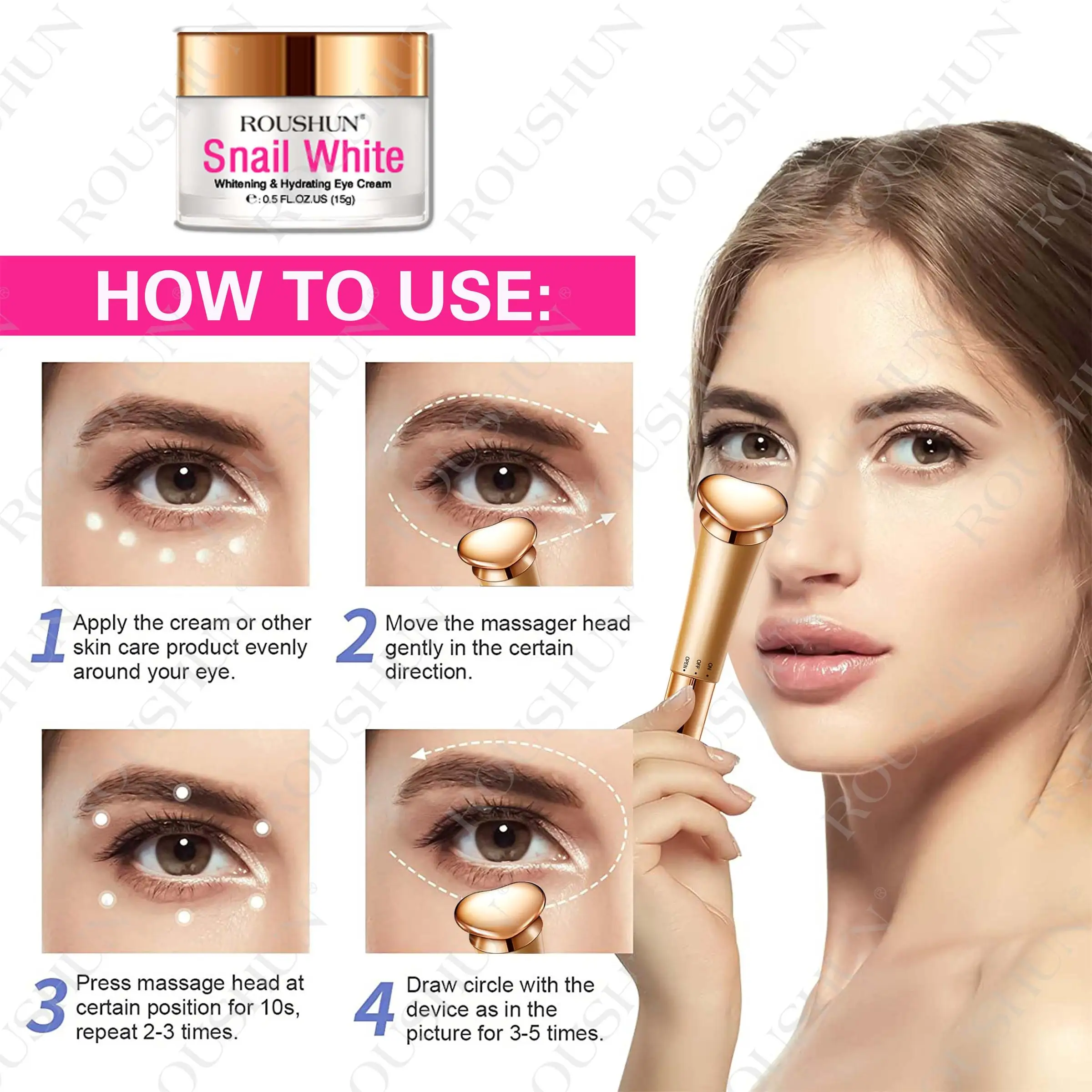 OEM OBM factory price snail eye cream face cream 24K electric facial massager facial skin care set