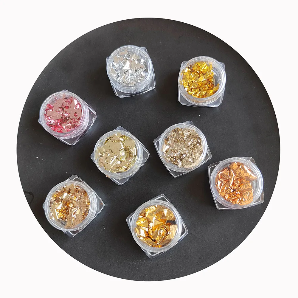100 Box Foil Flakes Gold Silver Copper Metallic Color Paper Sequins Glitters Confetti for Nail Art Slime Fillers Craft Making