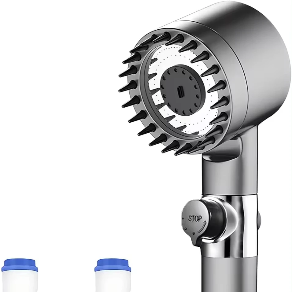 Filtered Shower Head with Handheld, 3 Spray Modes High Pressure High Flow Showerhead with ON/OFF Switch for Hard Water Pets Bath