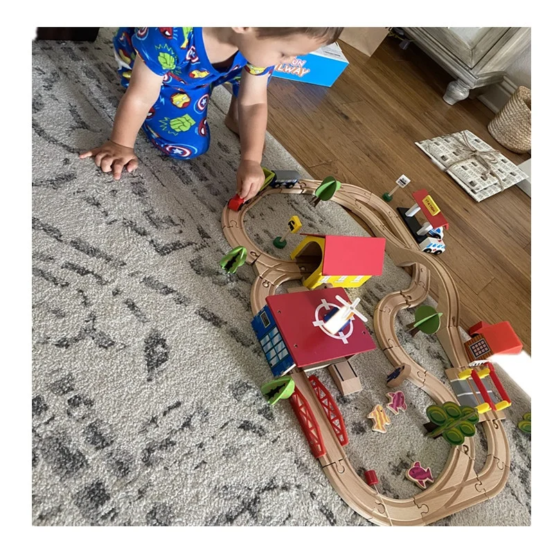Custom Train Set Wood Airport Type 0 Available Wooden Train Track Package Train Toy Accessories Educational Toys