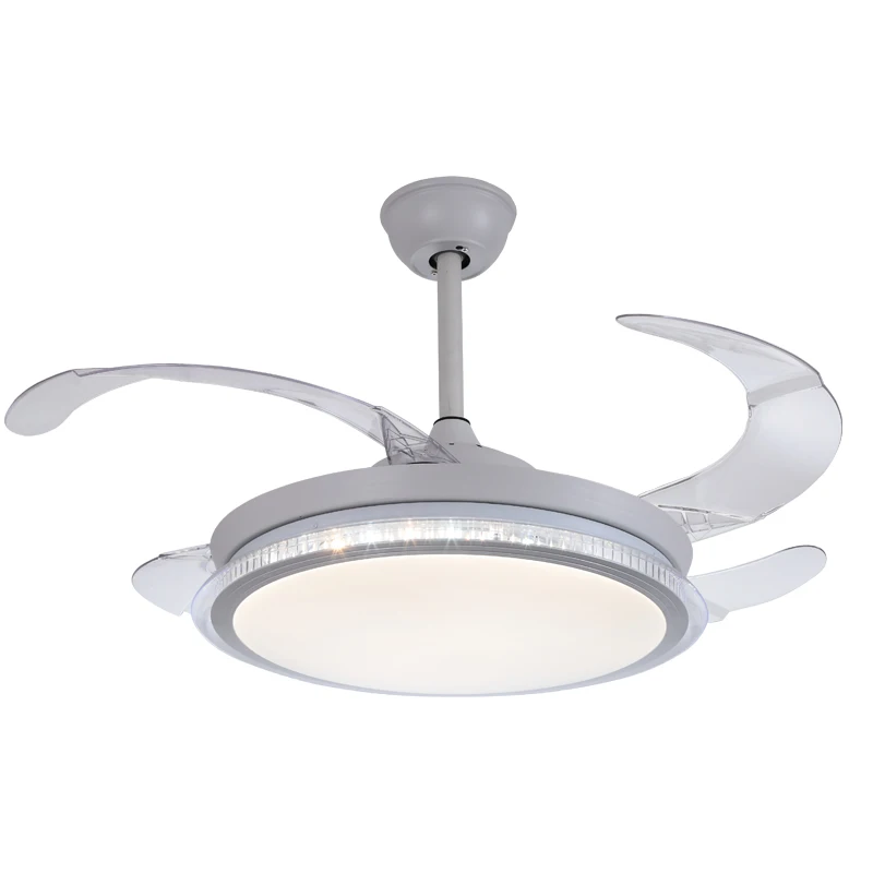 Modern LED Lighting round Ceiling Fan Lamp with ABS Invisible Remote Control AC Power Iron Base Home Decorative