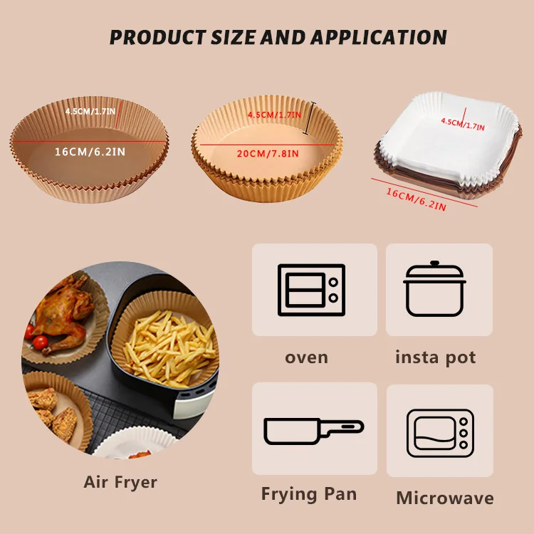 50Pack Air Fryer Parchment Paper Sheets Accessories with Brush for fryer Frying Cooking Baking Barbecue Food Mat Dropshipping